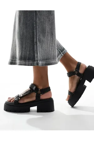 Public Desire Hazard chunky sandal with raffia in