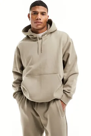 Weekday Co-ord relaxed fit heavyweight jersey hoodie in beige mole