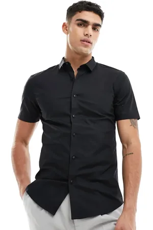 New Look Short sleeve muscle fit poplin shirt in