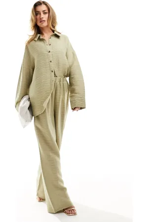 Kaiia Textured wide leg trousers co-ord in pale