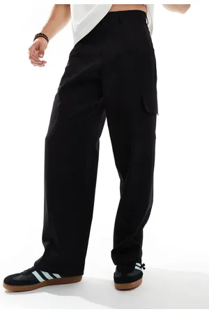 ASOS Smart wide leg cargo trousers with toggle hem in