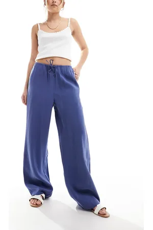 MANGO Straight leg linen trousers in