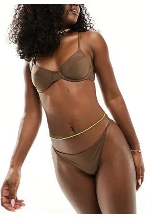 Monki V shape bikini brief in chocolate