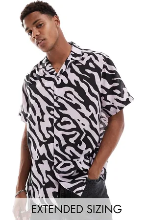 ASOS Relaxed revere shirt with zebra print in lilac and black