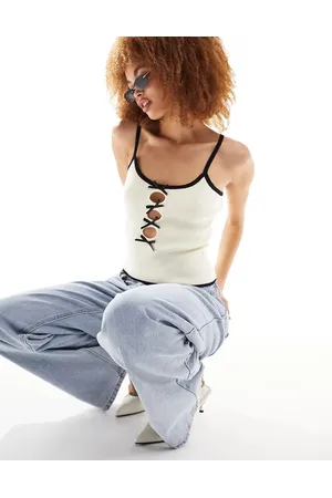 Lioness Contrast trim bow detail cami top in