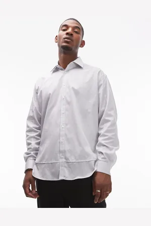 Topman Long sleeve oversized double hem stripe shirt in multi