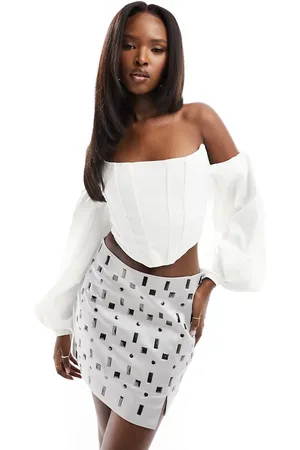 True Violet Corset top in ivory