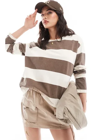 Pull&Bear Oversized long sleeve t-shirt in stripe