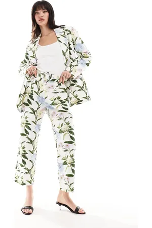 ASOS Tailored belted trouser with linen in floral print