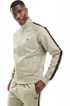 Fred Perry Co-ord contrast tape track jacket in beige