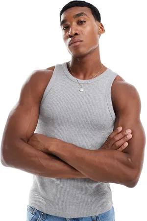 ASOS Muscle fit textured vest in marl