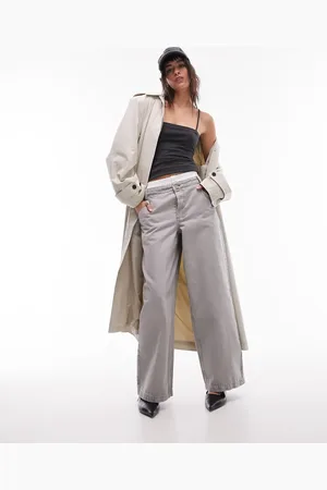 Topshop Deconstructed boxer short insert washed wide leg trouser in