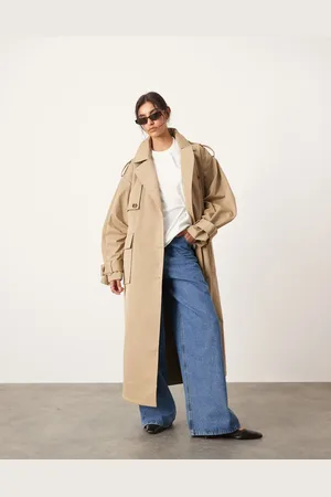 ASOS Oversized pocket detail trench coat in camel