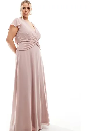 TFNC Bridesmaid wrap front maxi dress in soft