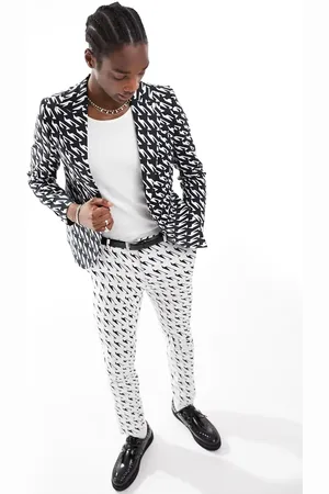 Twisted Tailor Munro houndstooth suit jacket in and white