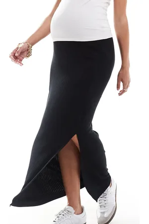 Mama;licious Mamalicious Maternity ribbed jersey over the bump maxi skirt in