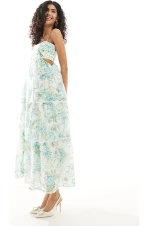 Forever New Tiered midaxi dress in green and blue floral