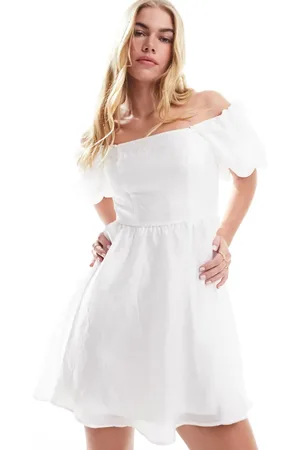 Pieces® Oversized sleeve babydoll mini dress in iridescent