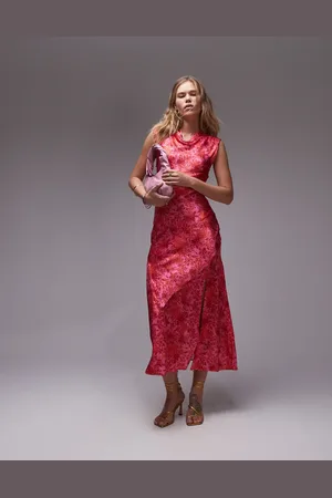 Topshop Drape neck maxi dress in floral