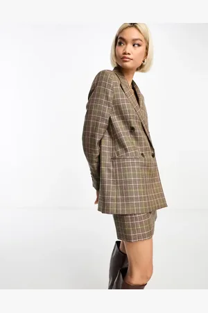 & OTHER STORIES Co-ord wool double breasted blazer in check