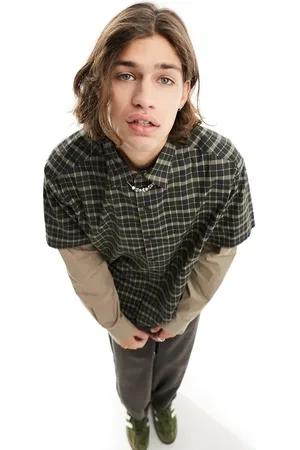 COLLUSION Long sleeve double layer shirt in check
