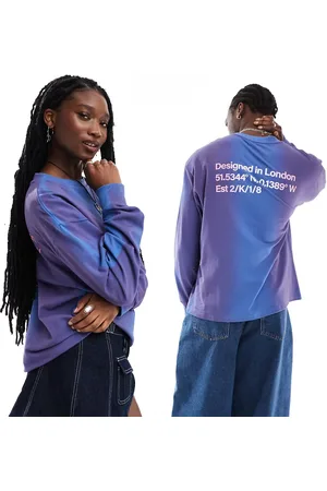 COLLUSION Unisex long sleeve skate t-shirt in and pink wash