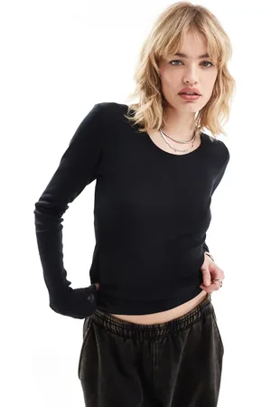 Weekday Ruby semi-sheer long sleeve top in