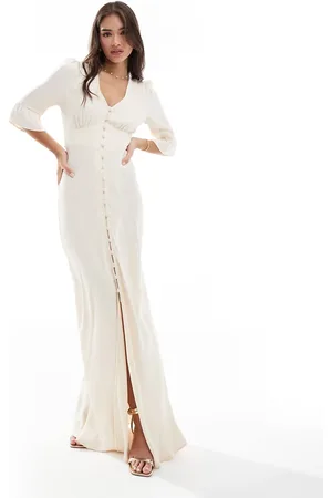 Maids to Measure Bridesmaid button front maxi dress in ivory