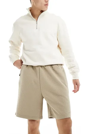River Island Textured shorts in medium stone