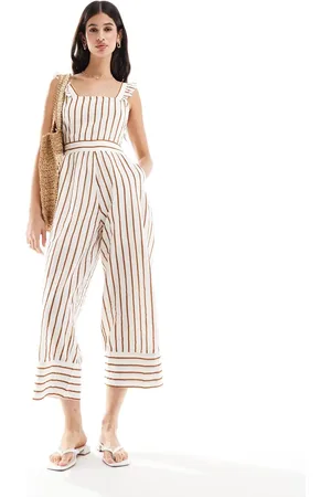 VILA Jumpsuit with tie back in spice stripe