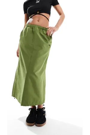 PUMA Dare To midi woven cargo skirt in khaki