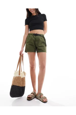 Gramicci Cotton twill shorts with strap buckle in khaki