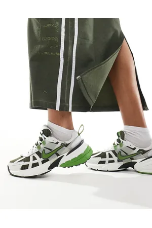 Nike V2K trainers in white and green