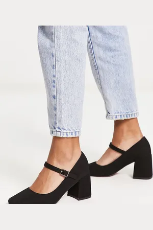 ASOS Wide Fit Selene mary jane mid block heeled shoes in