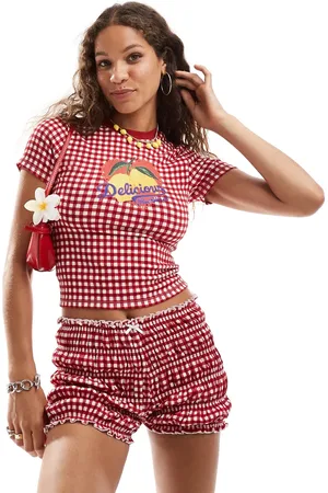 Reclaimed Baby t-shirt in gingham with lemon print