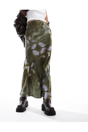 COLLUSION Satin slip maxi skirt in tie dye