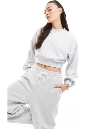 The Couture Club Cropped emblem sweatshirt in marl