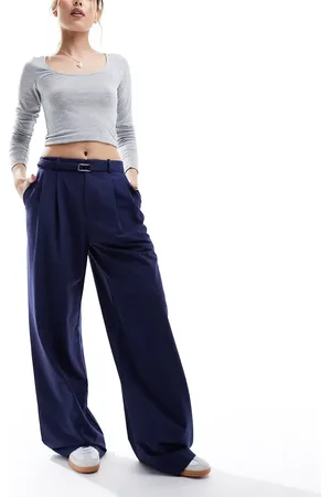 Stradivarius Belted wide leg trouser in