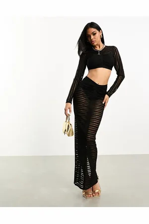 Jaded Rose Ruched mesh maxi skirt co-ord in