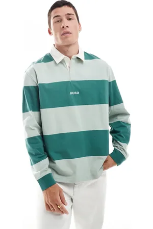 Hugo Blue Noresti rugby sweatshirt in horizontal stripes