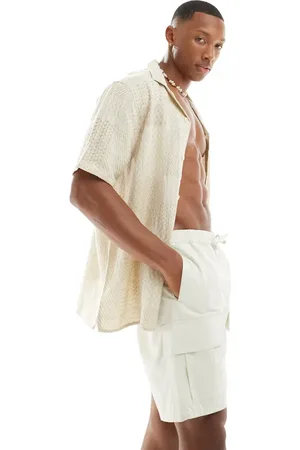 Hollister Jacquard texture short sleeve shirt in tan