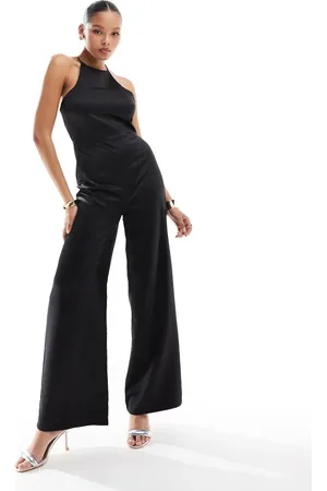 ASOS Satin racer wide leg jumpsuit in