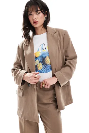 VERO MODA Tailored herringbone co-ord blazer in mocha