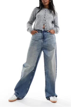 Bershka High waisted super baggy jeans in mid dirty wash