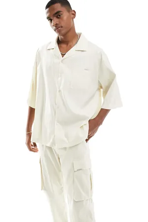 Sixth June Co-ord textured short sleeve shirt in beige