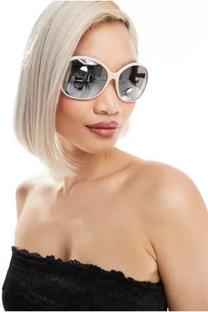 Monki Oversized round sunglasses in beige