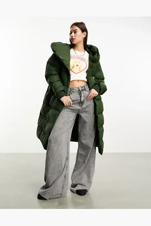 Noisy May Droplets longline padded coat with oversized hood in