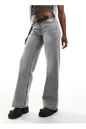 Monki Imoo low waisted wide fit jeans in concrete washed