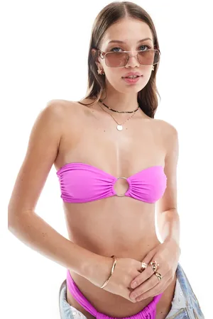 ASOS Maya bandeau bikini top with ring in pop