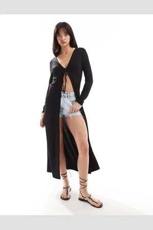 Pieces® Tie front maxi cardigan in